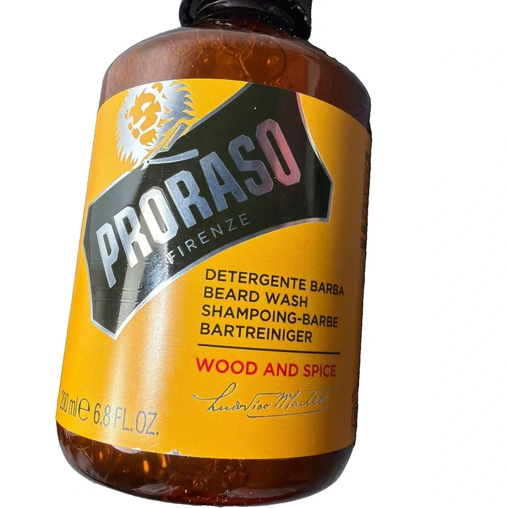 PRORASO Single Blade Wood and Spice Beard Wash 200ml,  Gentle Cleanser For Men